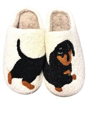 🐶 Cozy Dachshund Dog Sherpa Slippers EU 41-42 Fits Women’s 7.5 NWOT